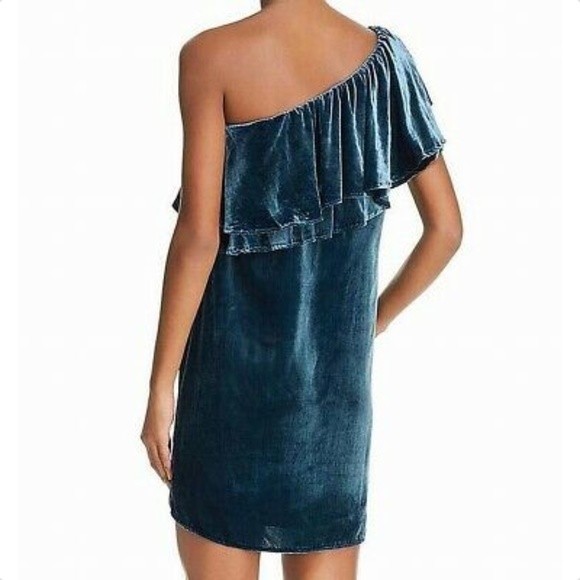 Wayf One Shoulder Velvet Ruffle Shift Dress, NWT! - Picture 3 of 3